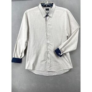 7 Diamonds Dress Shirt Mens XX-Large Gray‎ Embroidered Flip Cuff Business Office
